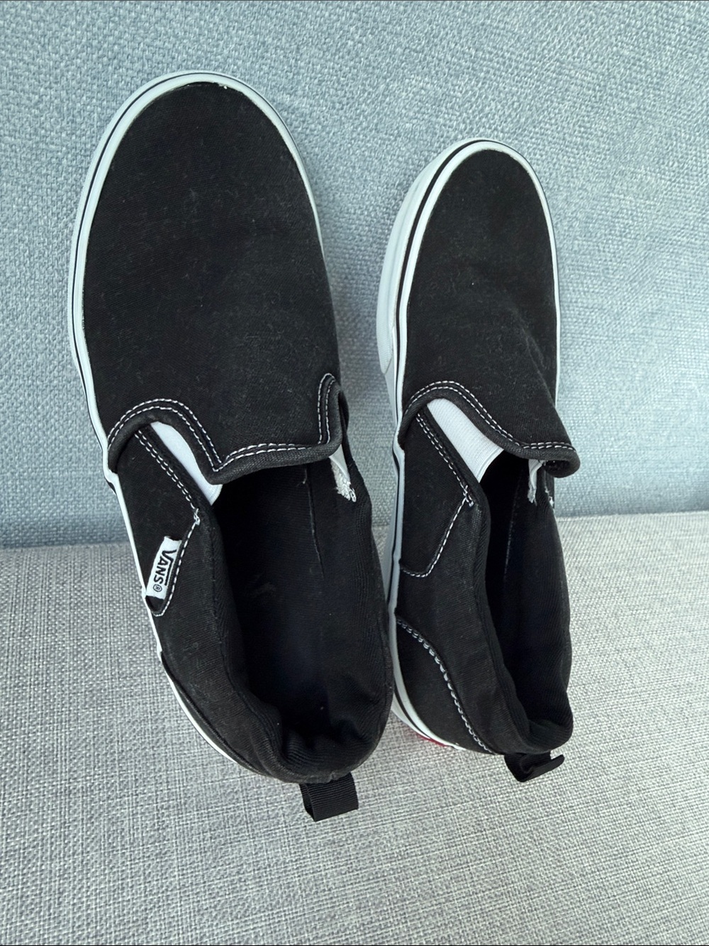 Kids Vans Black Slip-On Canvas Loafers with White Midsole Size 5,5 (Big Kid) - Picture 4 of 12